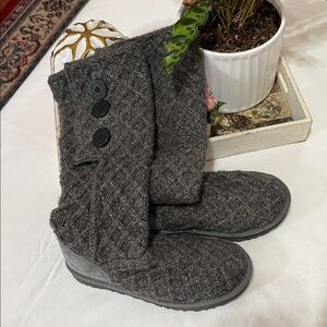 UGG Quilted Button Knit Tall Boots in Charcoal